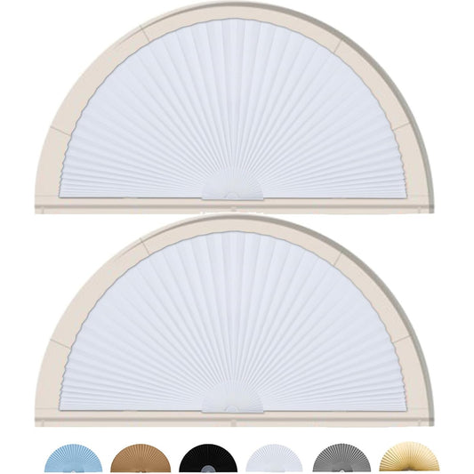 2 Pcs 48x24 Arch Window Shade Half Circle Pleated Blinds Light Filtering