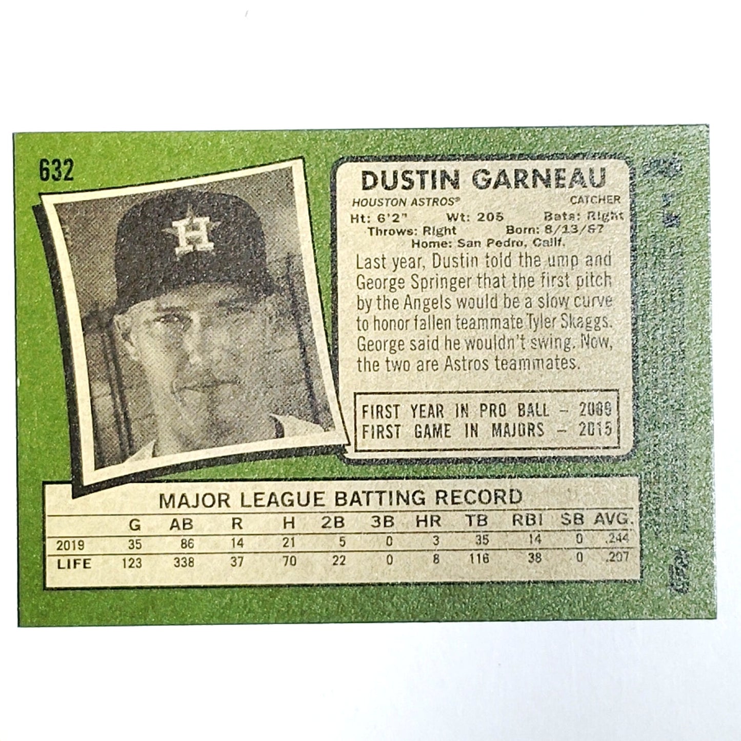 2020 Topps Heritage Dustin Garneau 632 Houston Astros Catcher Card VG/EX