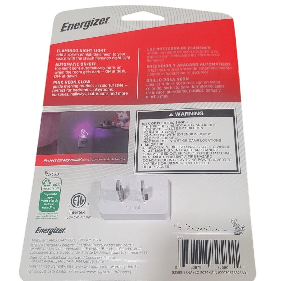 Energizer LED Flamingo Automatic Night Light Pink Dusk-to-Dawn Sensor