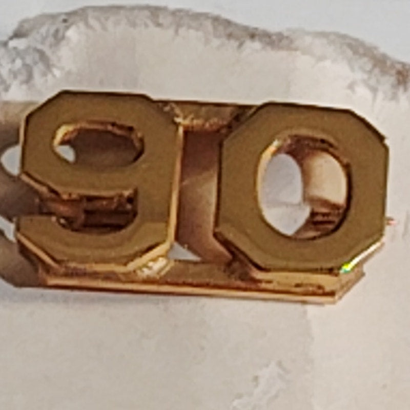 Early/Mid 1900s Brass C-Clasp "90" Collar Device 3/8"H Hat / Lapel Pin
