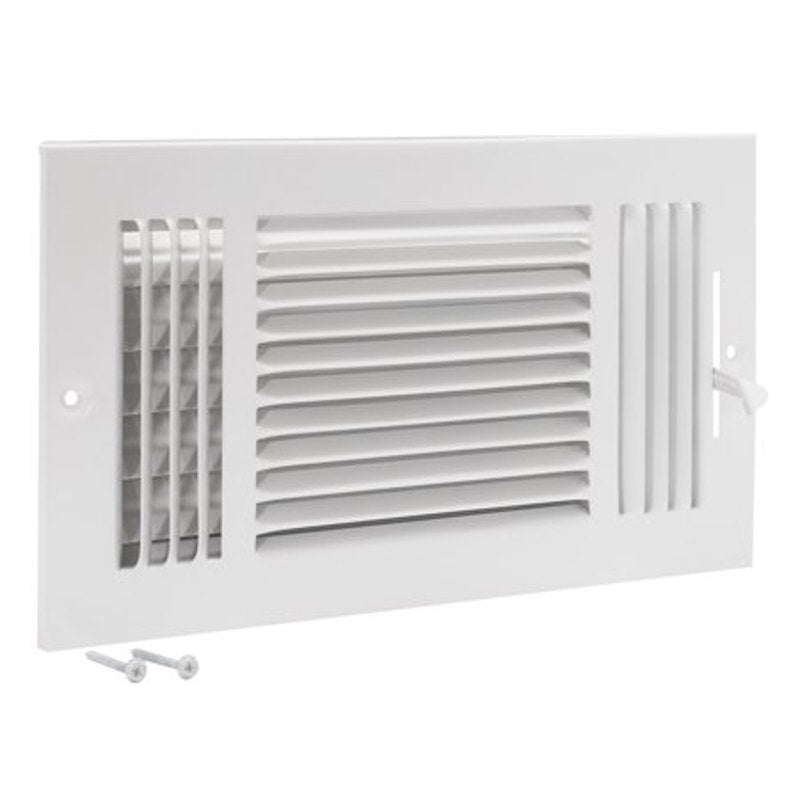 EZ-Flo 12 in. X 6 in. 3-Way Steel Wall/Ceiling Register , White