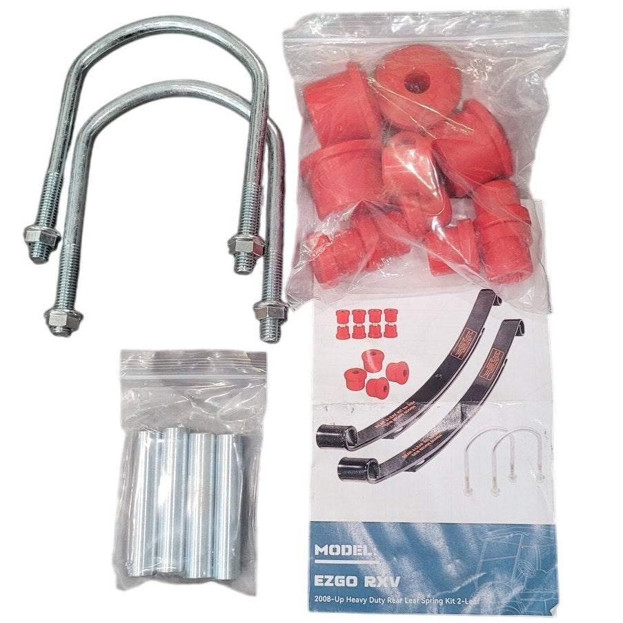 Rear 2-Leaf Spring Kit Fits EZGO RXV 2008+, 603498 604494 w/ Bushings & U-Bolts
