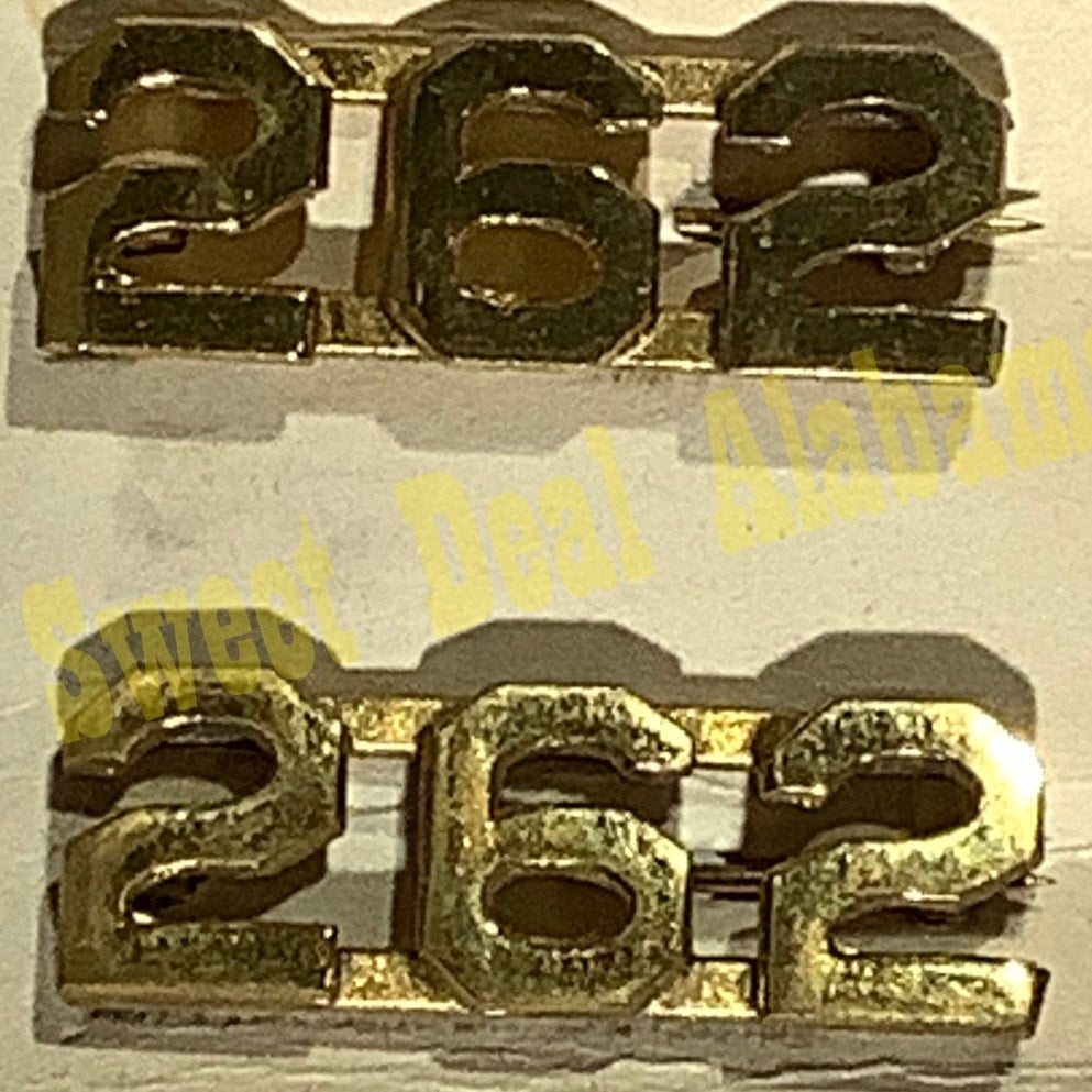 Early/Mid 1900s Brass C-Clasp "262" Collar Devices 3/8"H Hat / Lapel Pins Set