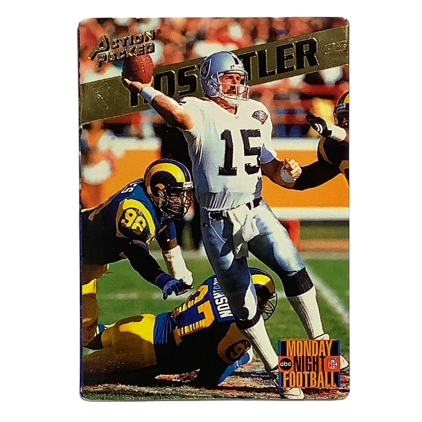 Jeff Hostetler, Raiders, NFL 1995 Pinnacle Monday Night Football Card 37, EX/NM