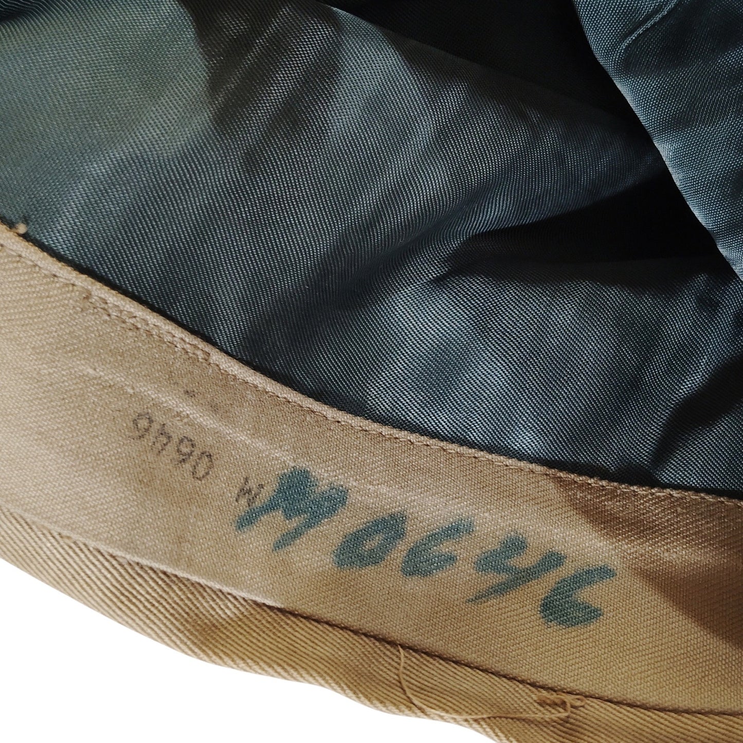 WWII Khaki Overseas Garrison Cap w/ Piping – Untagged, 10-1/2"L (Approx. 6-7/8)