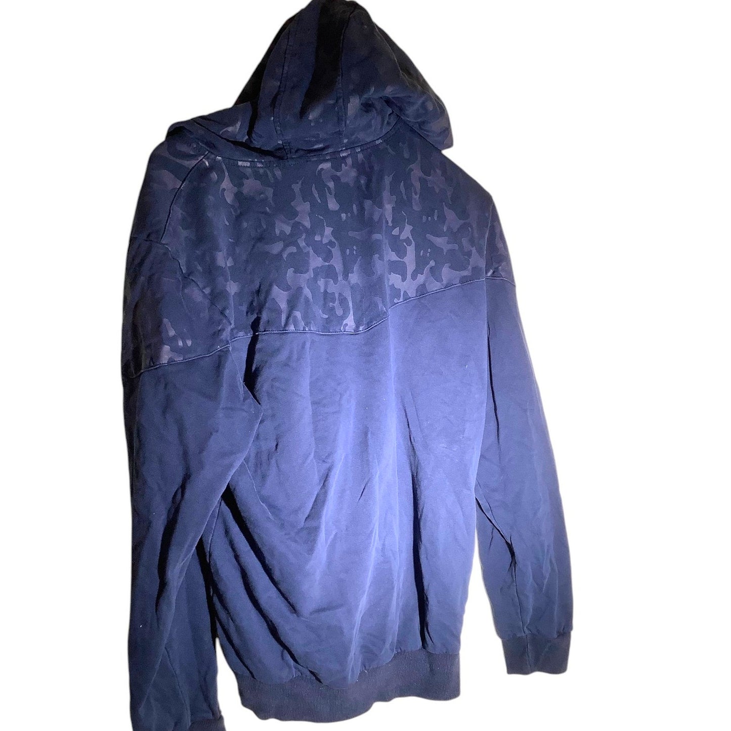 Nike Women's Blue Camo Hoodie, Zip Up with Zipper Pockets 42-45" Bust, 36" Waist