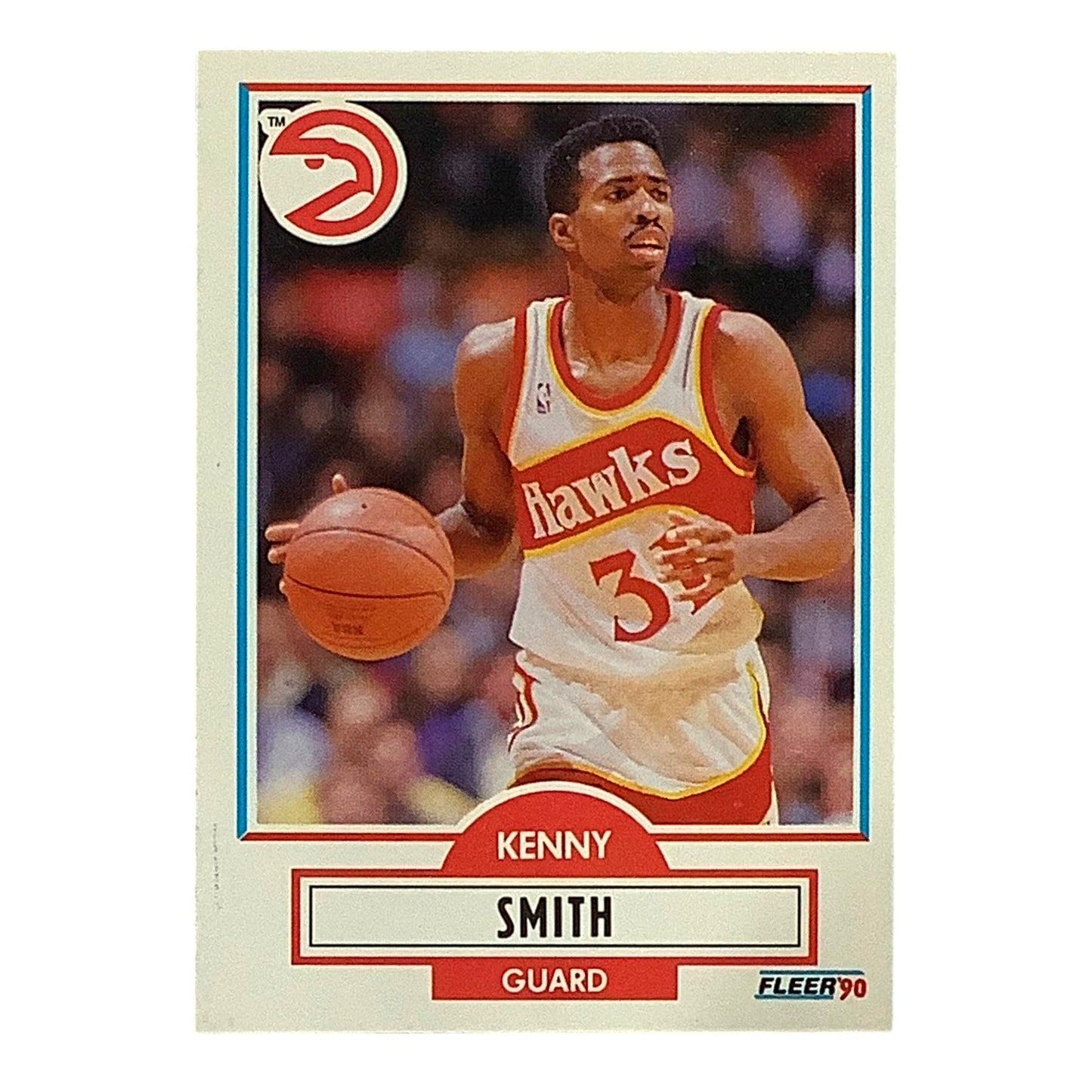 Kenny Smith, Atlanta Hawks, NBA, Fleer 1990, Card 4, EX/NM