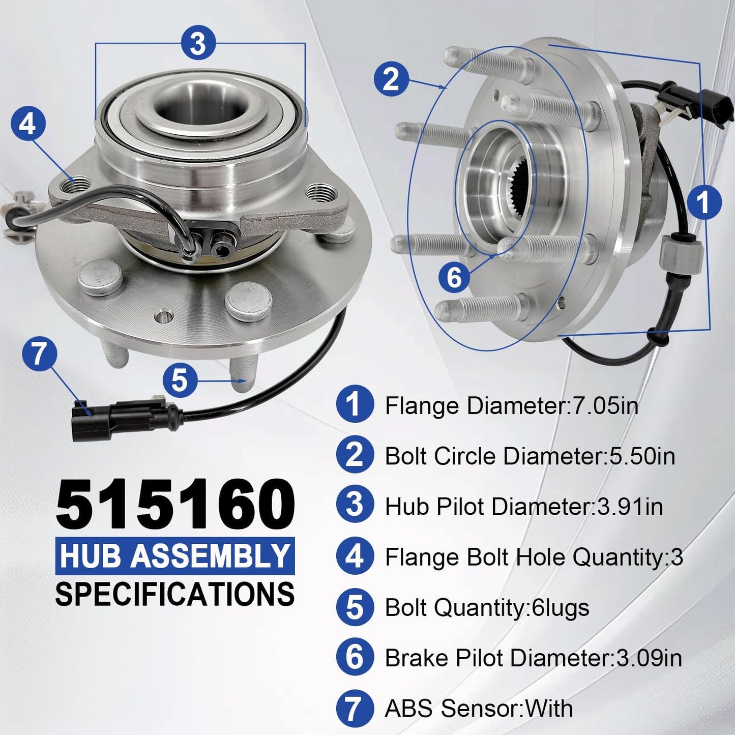 CHB449007 F Wheel Hub Assembly Fits Chev Silverado, GMC Sierra 1500 (2007–2013)