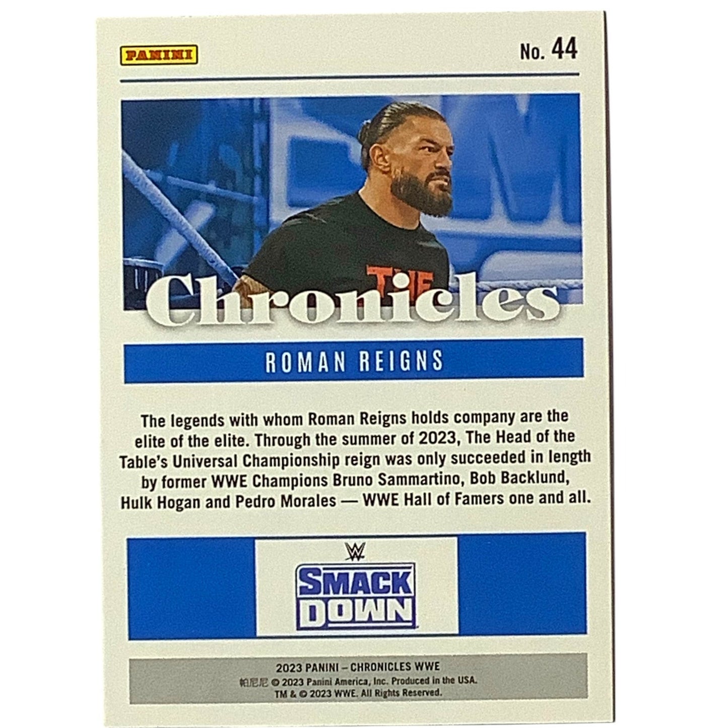 Roman Reigns, Smack Down, Card 44, 2023 Panini - Chronicles WWE. NM+