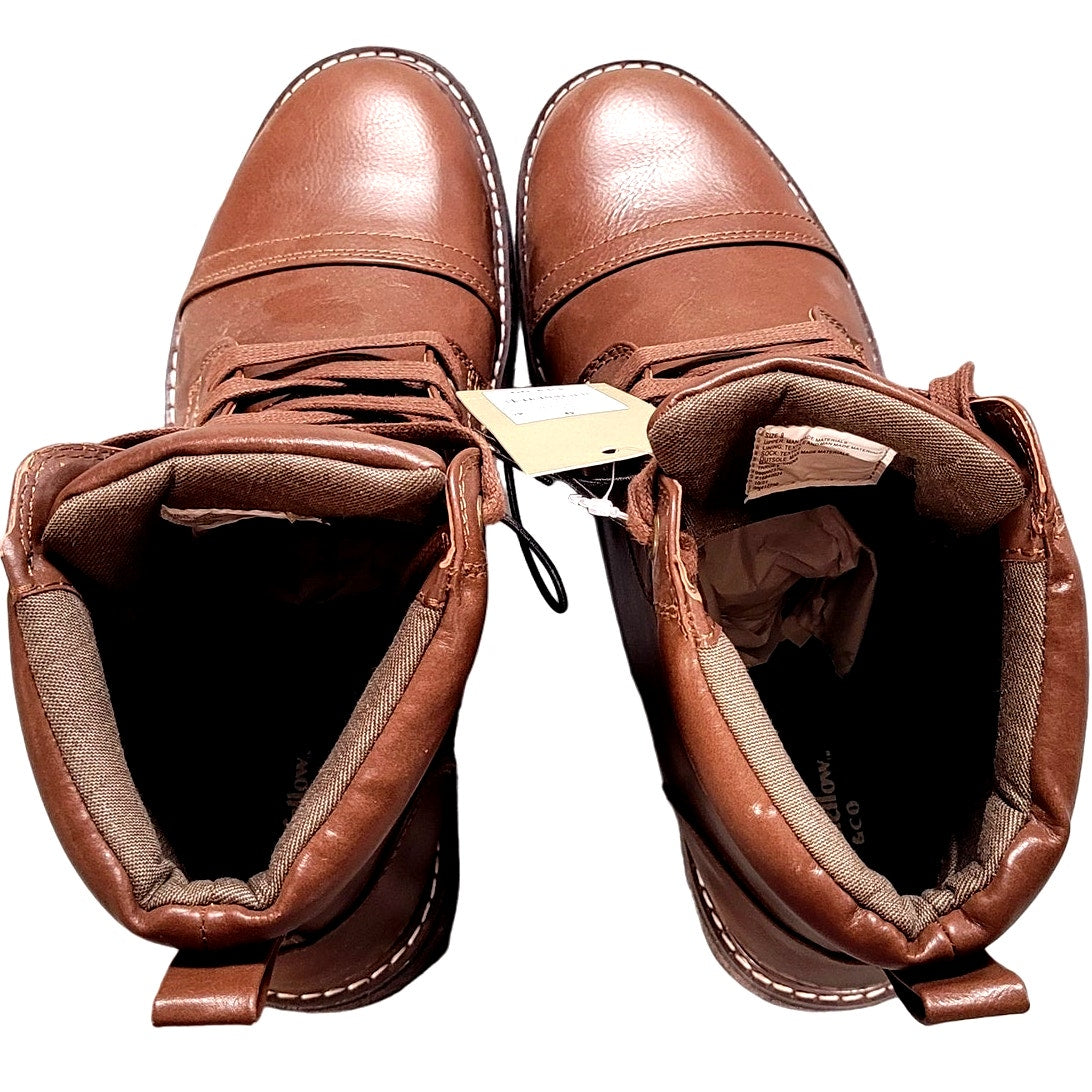 Men's Jeffrey Cap Toe Combat Boots, Size 9, Brown - Goodfellow & Co