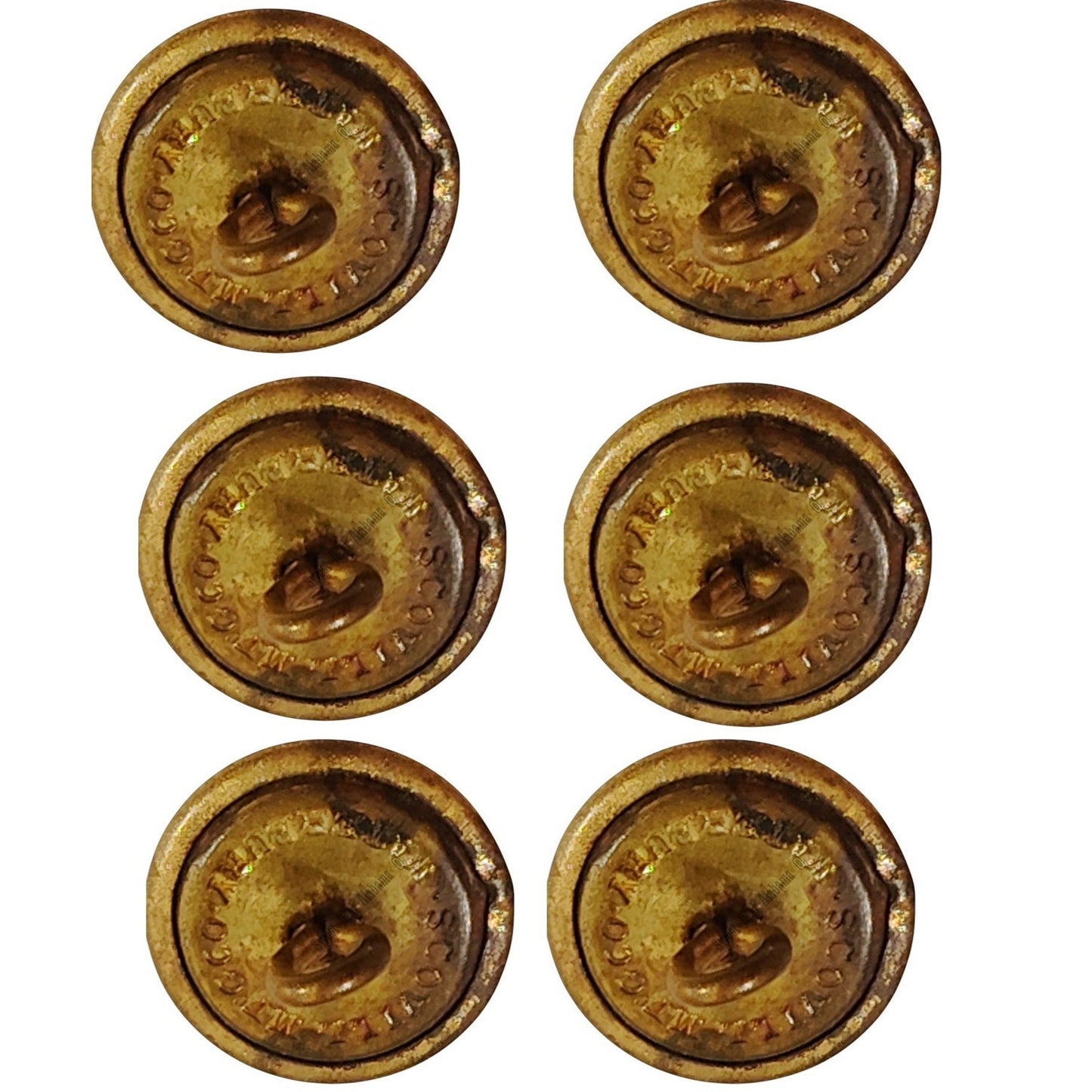 6 Eagle Great Seal Buttons, 27 Ligne (5/8"D), WWI and/or WWII Scovill Waterbury