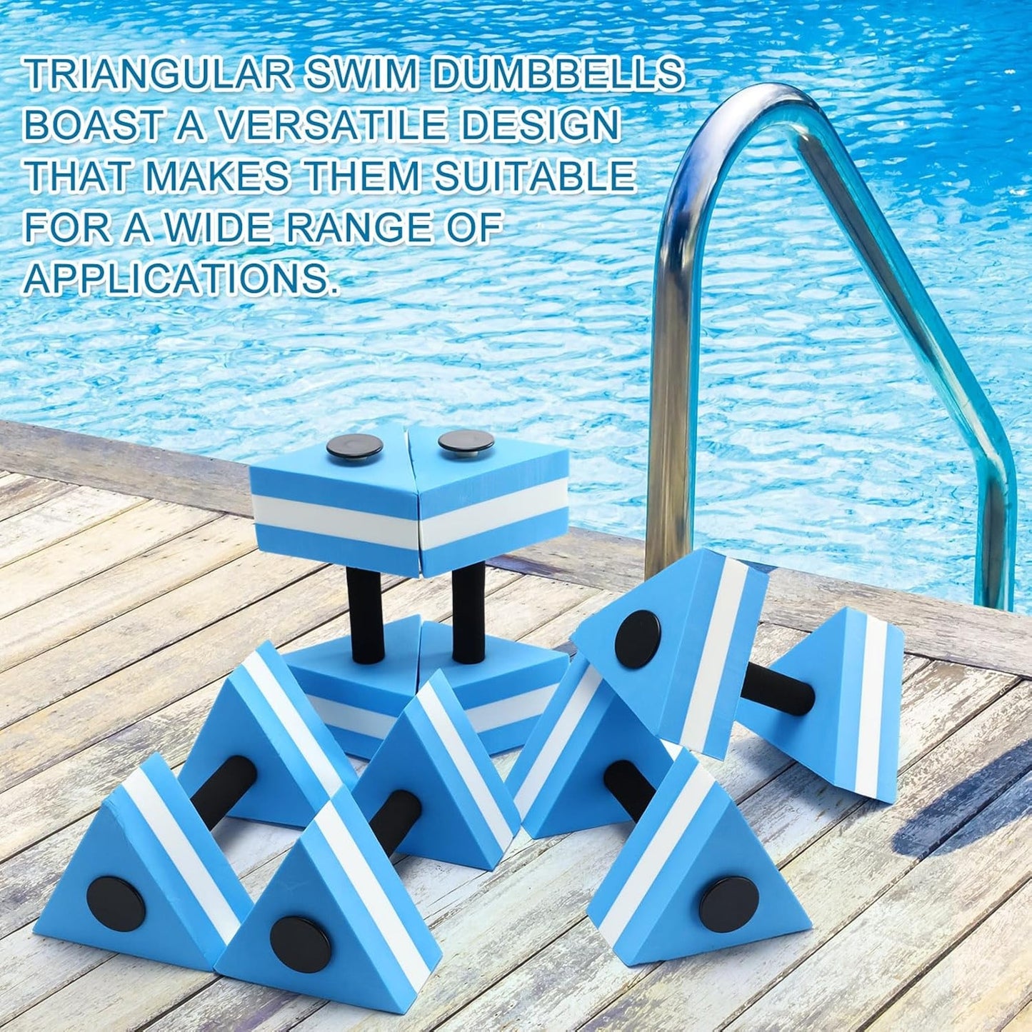 2 Pcs Triangular Water Dumbbells Foam Aqua Barbells Pool Exercise for Adults