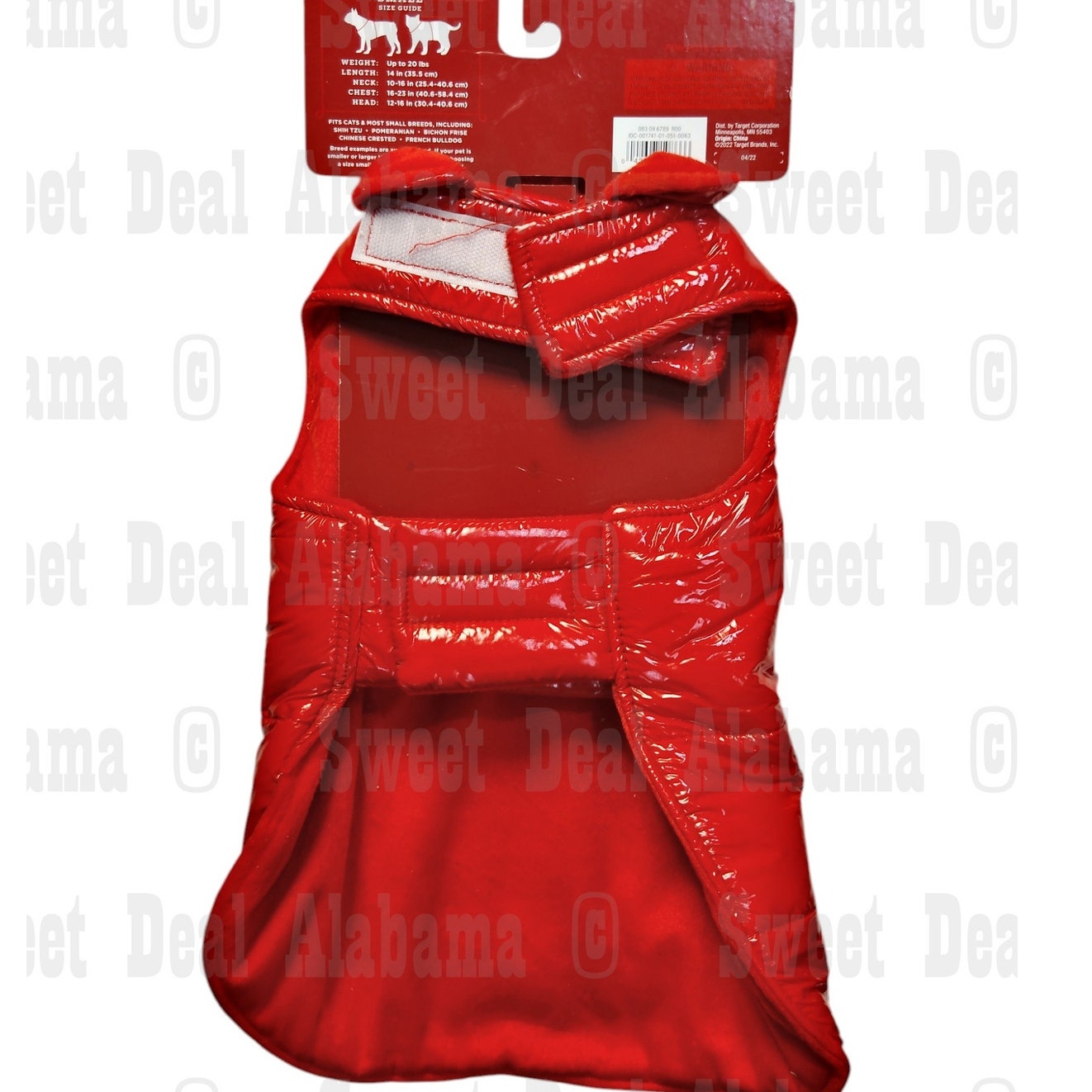 Wondershop Dog & Cat Puffer Jacket - Red - Small, Warm, Lightweight, Hook & Loop