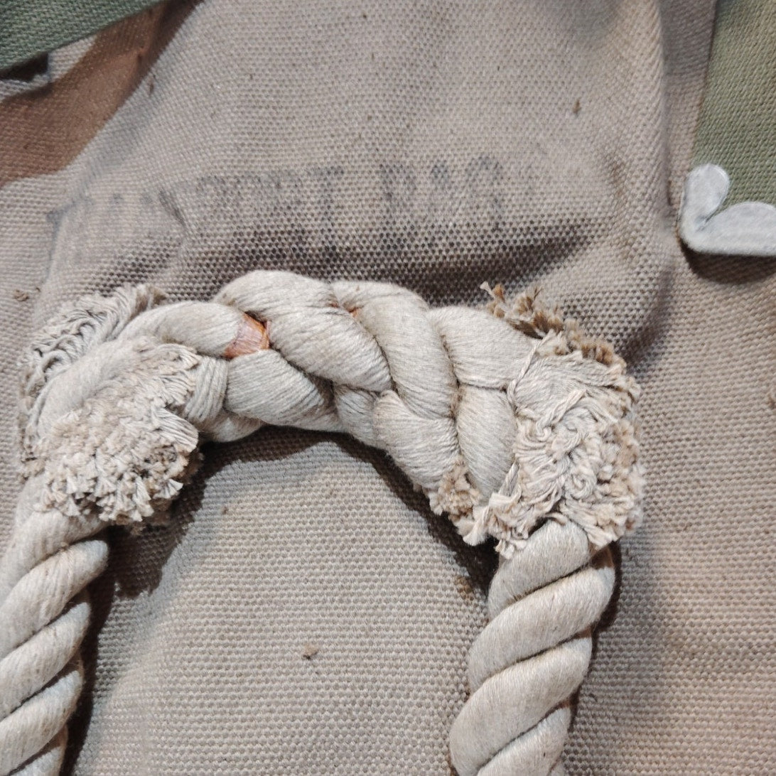 Vintage 1950's U.S. Army Canvas Transport Bag 17"x29" Rope Handle