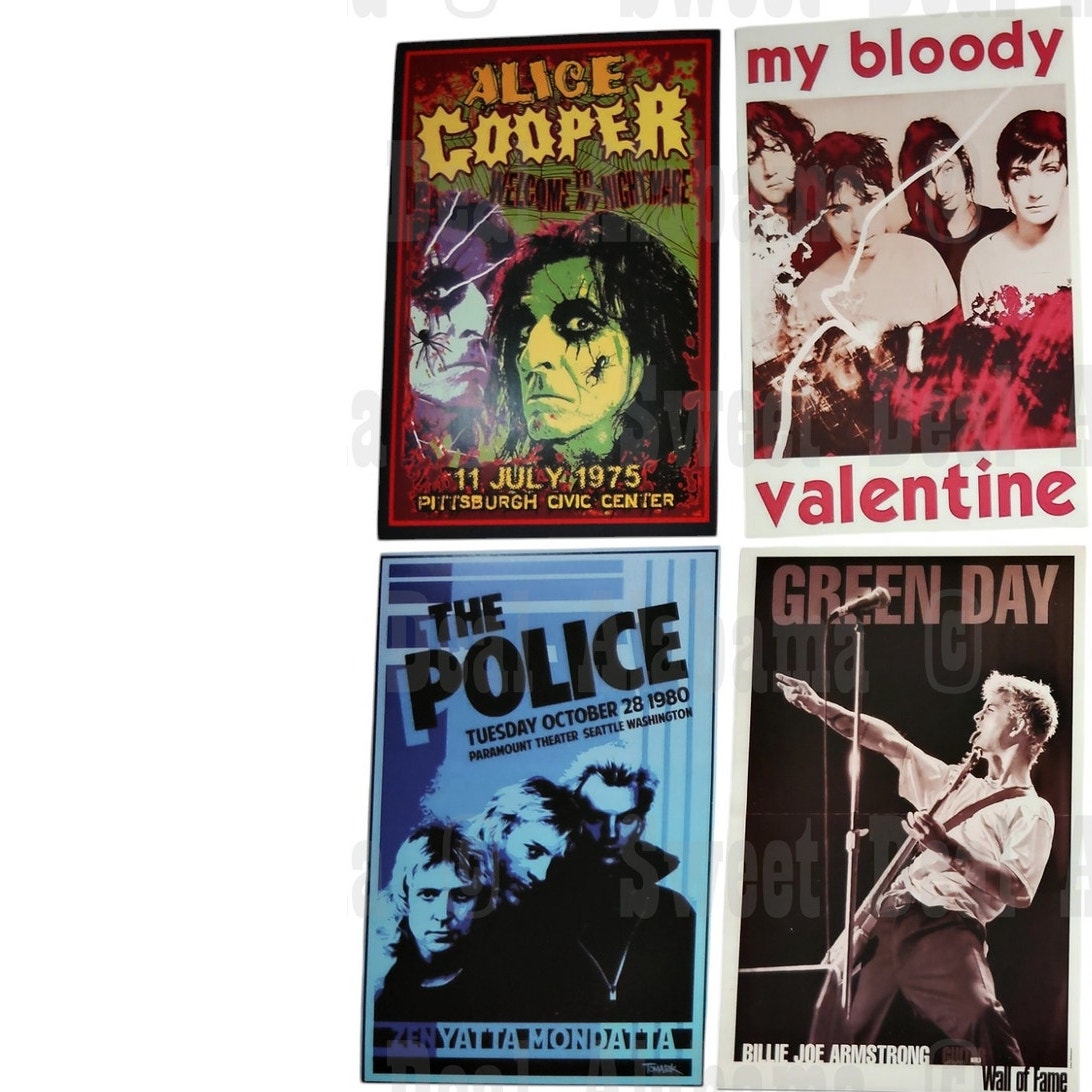 8-Piece Punk Rock Wall Collage Kit - Hip Hop, Rap, Rock & Roll - 6"x4" Posters