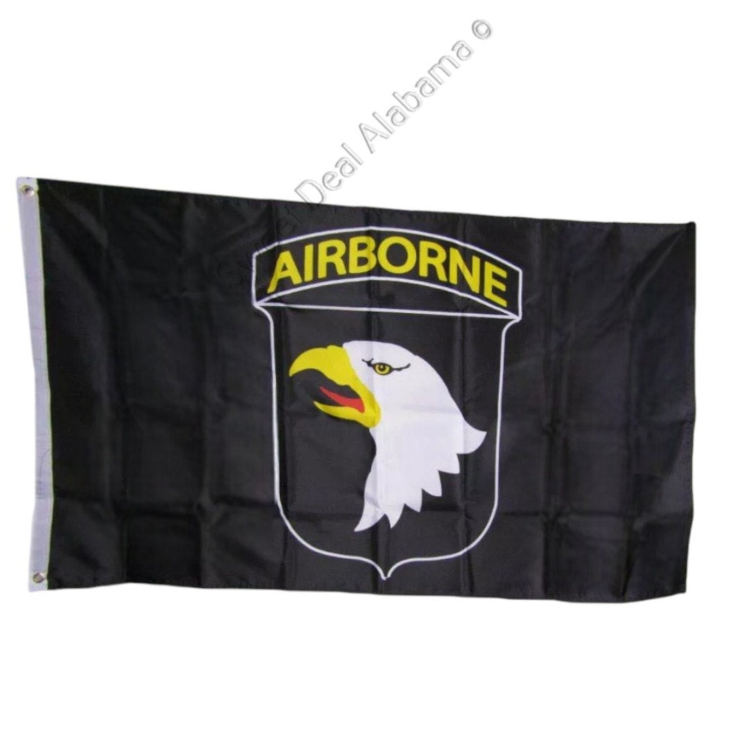 Black 101st Airborne Screamin' Eagle 3' x 5' Poly Flag / Banner Metal Grommets