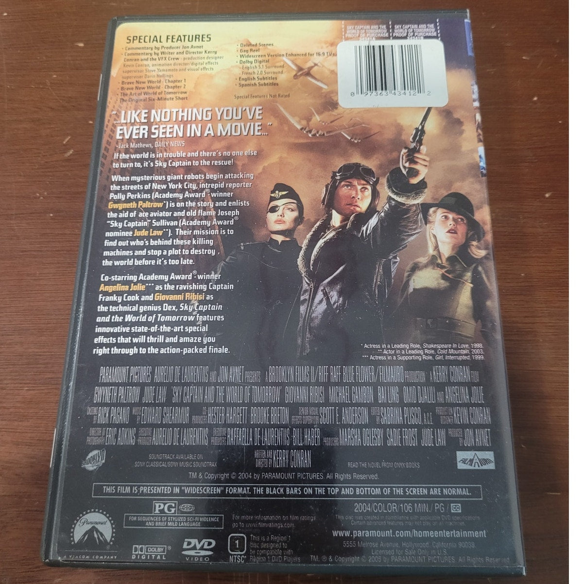 Sky Captain DVD Widescreen Sci-Fi Adventure Jude Law Gwyneth Paltrow J-Lo, 2004