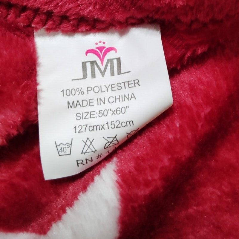 Fleece Throw, Red with Stars, 50"x60", Very Soft and Cuddly, 100% Polyester