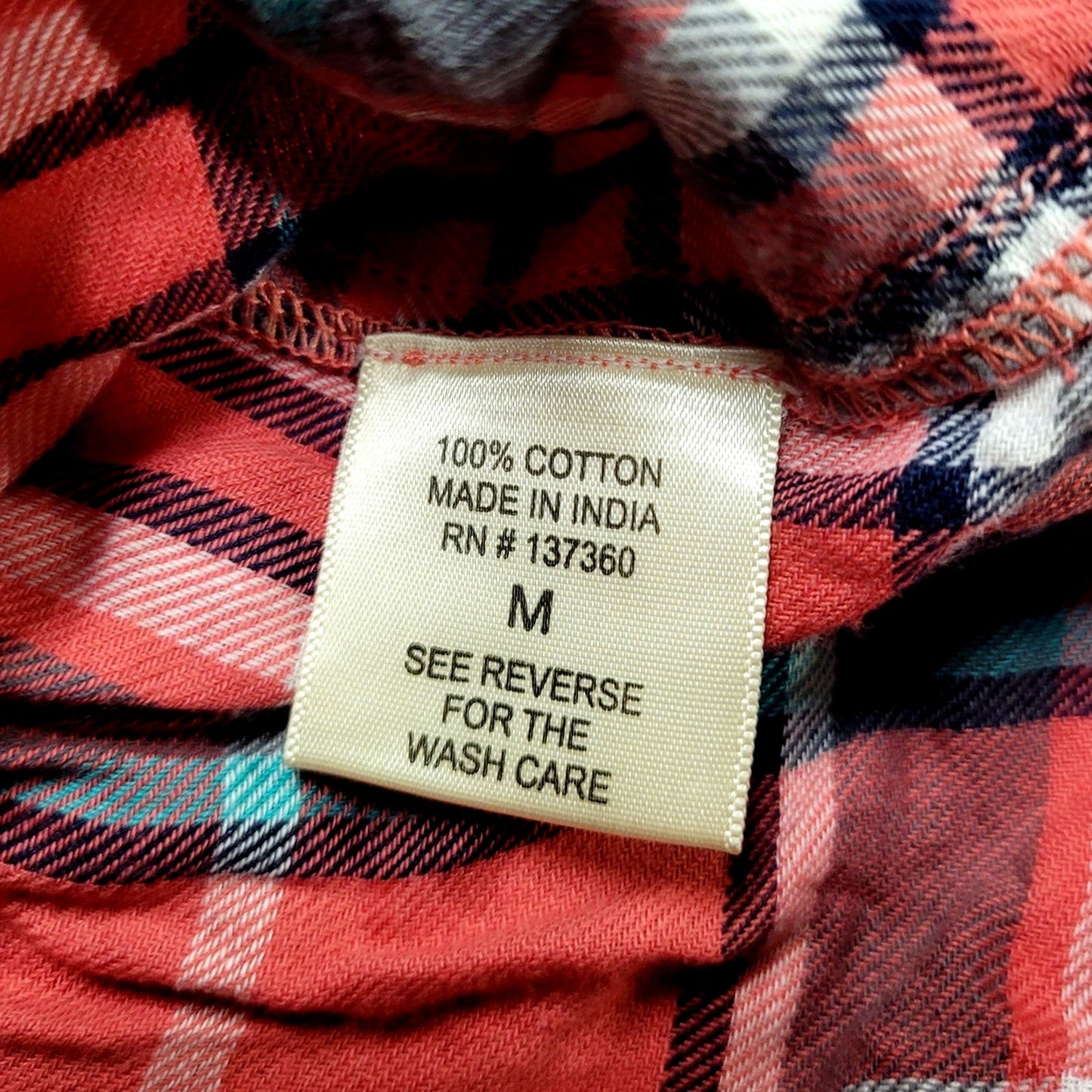 Truth NYC Women's Flannel Shirt, Red Plaid, Size M w/ Extra Button Intact