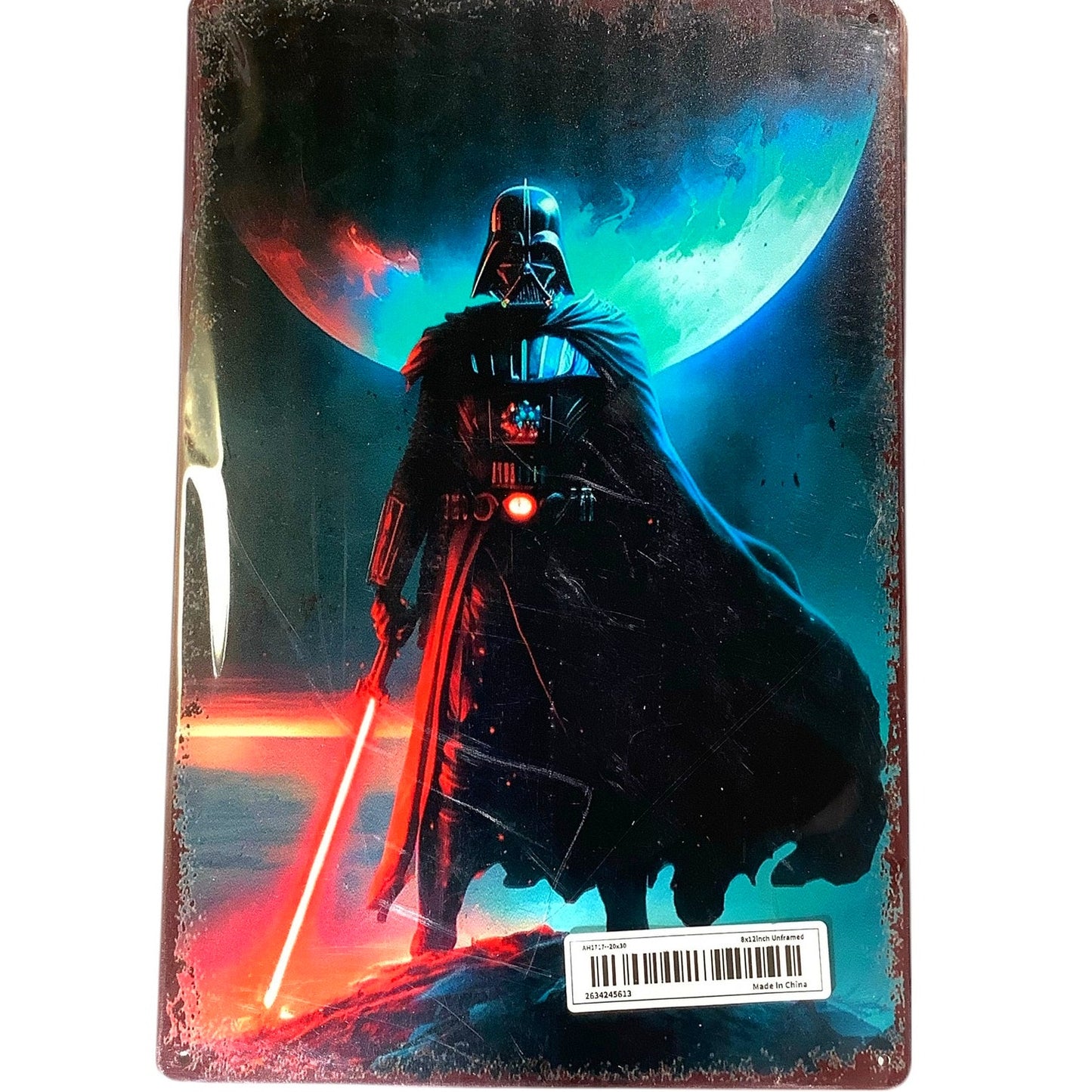 Star Wars Darth Vader w/ Laze Saber, 8" x 12" Vintage Metal Poster