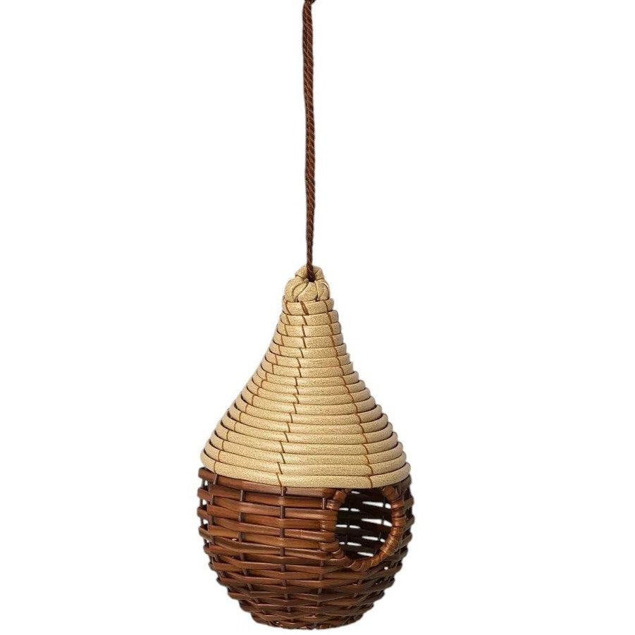 10" Outdoor Woven Bird House Beige – Threshold – Hanging Pear-Shaped Shelter with 2" Opening