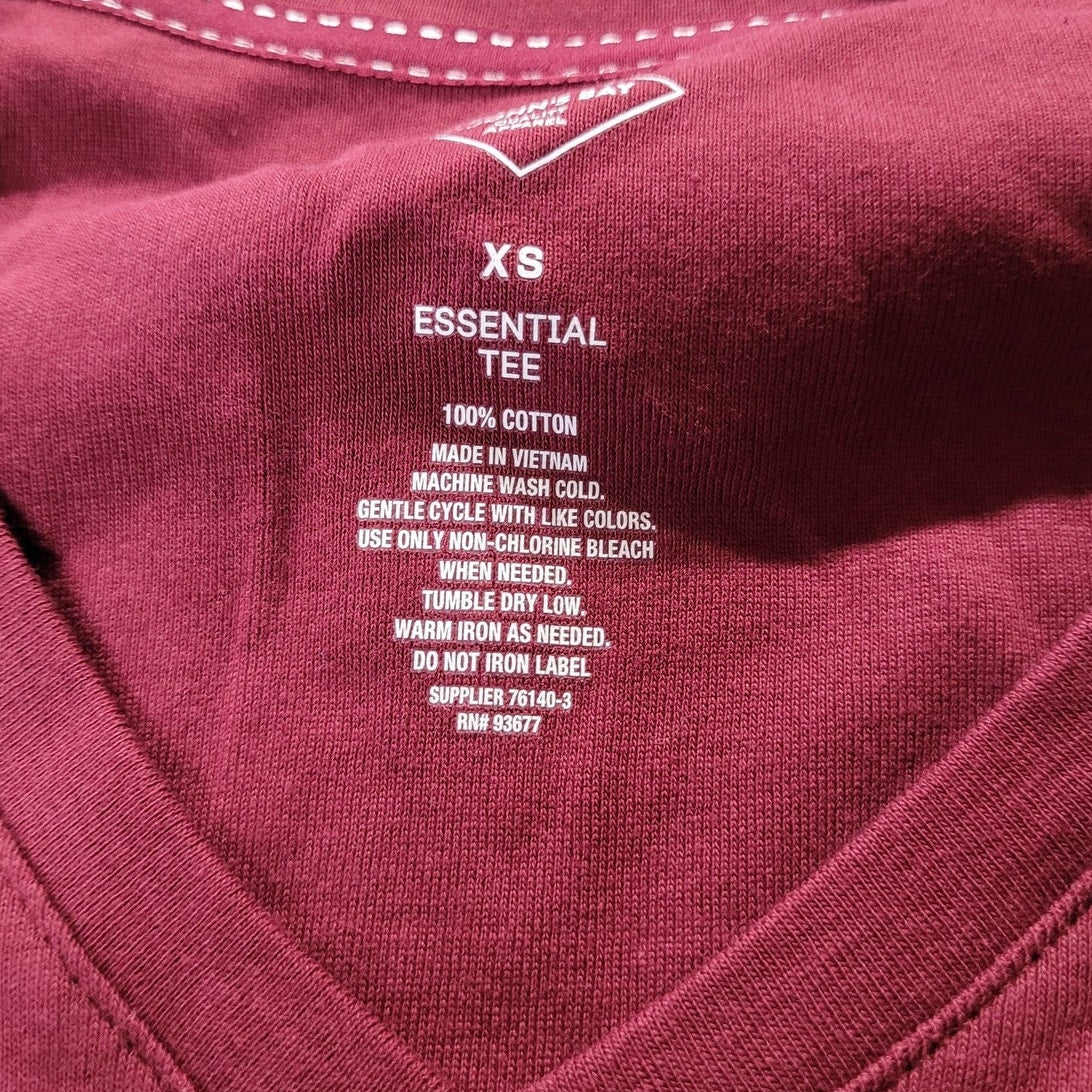 St. John's Bay Womens V Neck 3/4 Sleeve T-Shirt, Deep Ruby, XS (0-2)