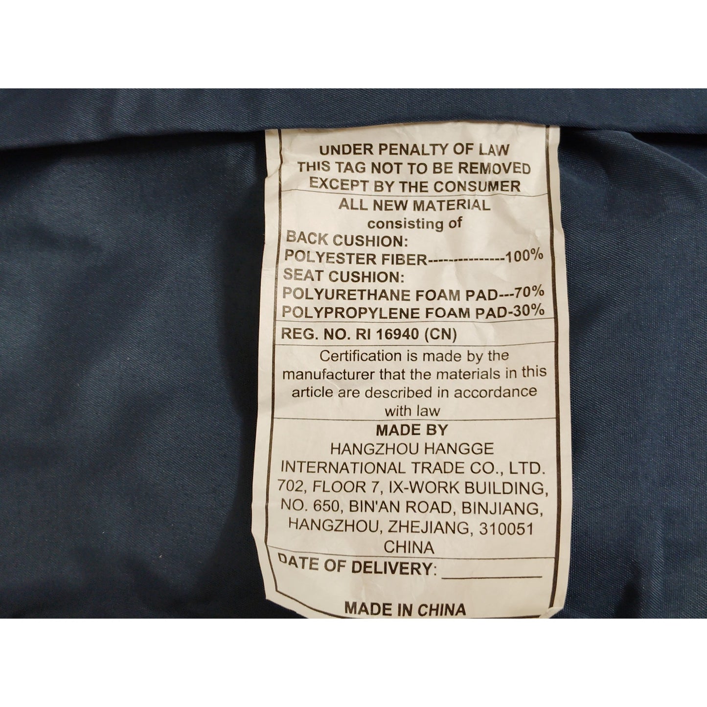 Outdoor Cushion Slipcover, Navy Blue 27"W×17"D×2"H, Hidden Zipper, Side Ties