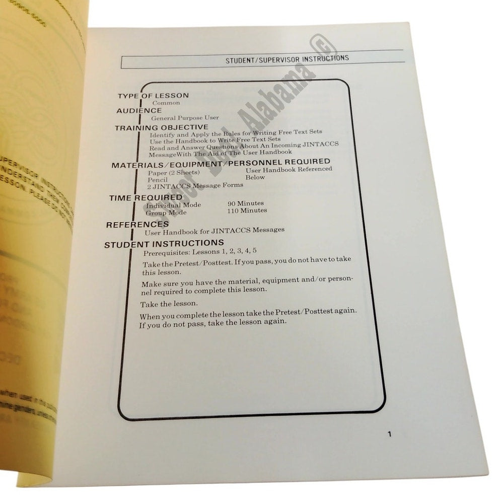 1985 Joint Interoperability Tactical Command and Control: Free Text and Reading