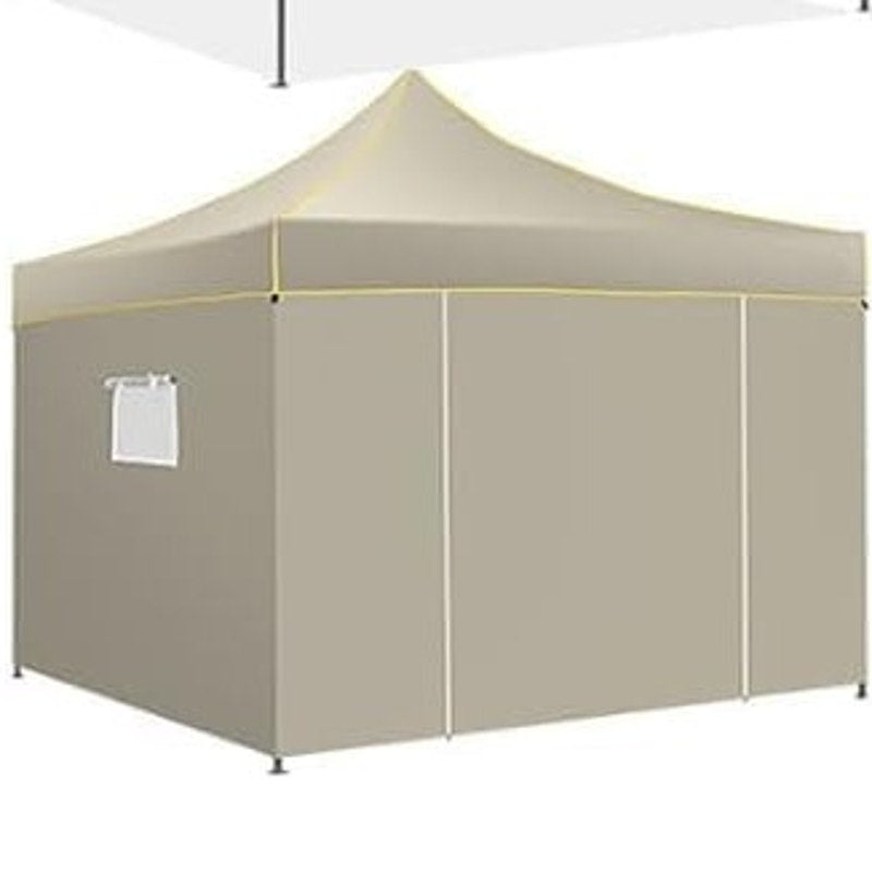 COBIZI 10x10 Heavy Duty Pop-Up Canopy Tent – Khaki, 4 Removable Sidewalls, Waterproof, Portable Bag