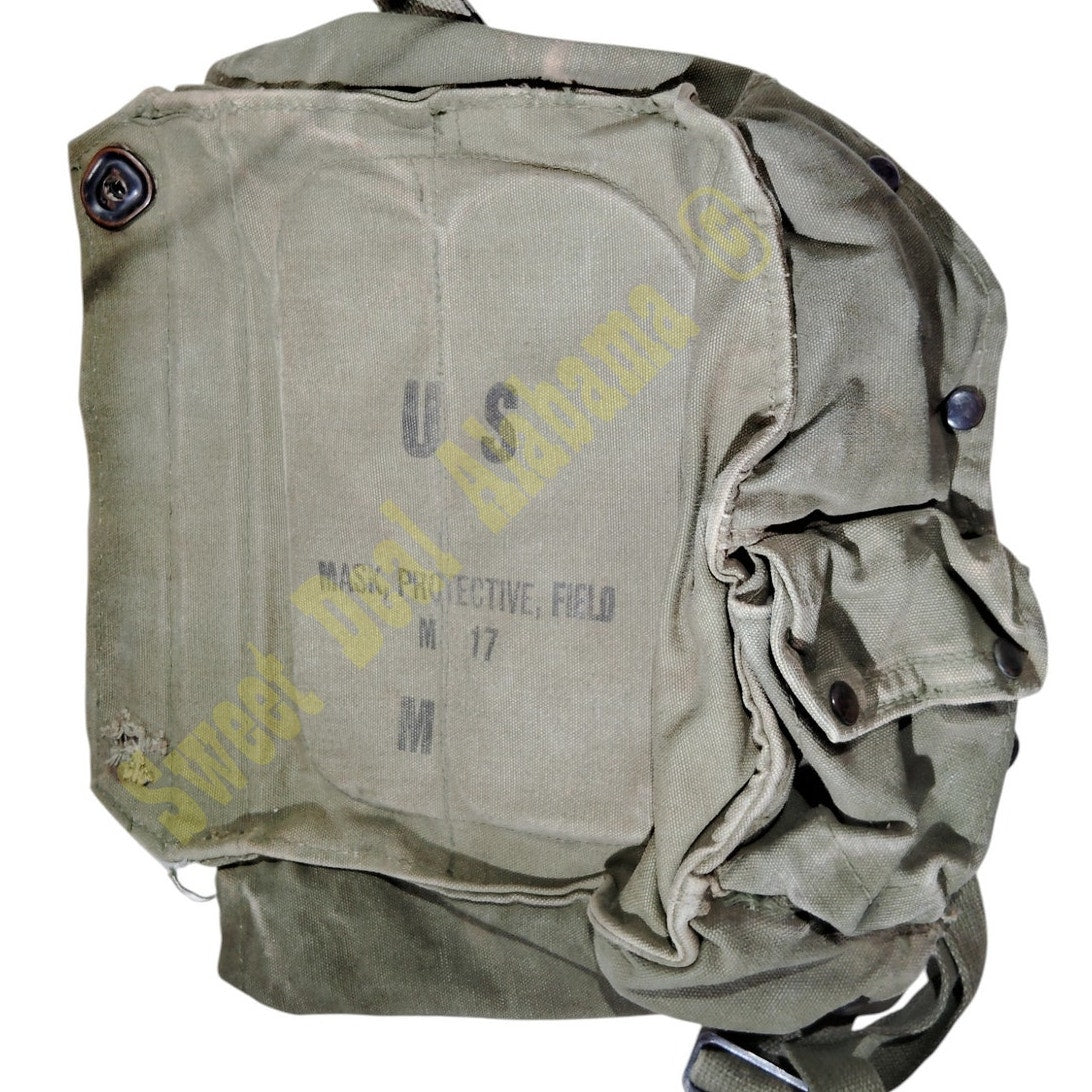 1960/70's Era, US M17 Mask Protective Carrier Bag w/ Straps, Military, Green