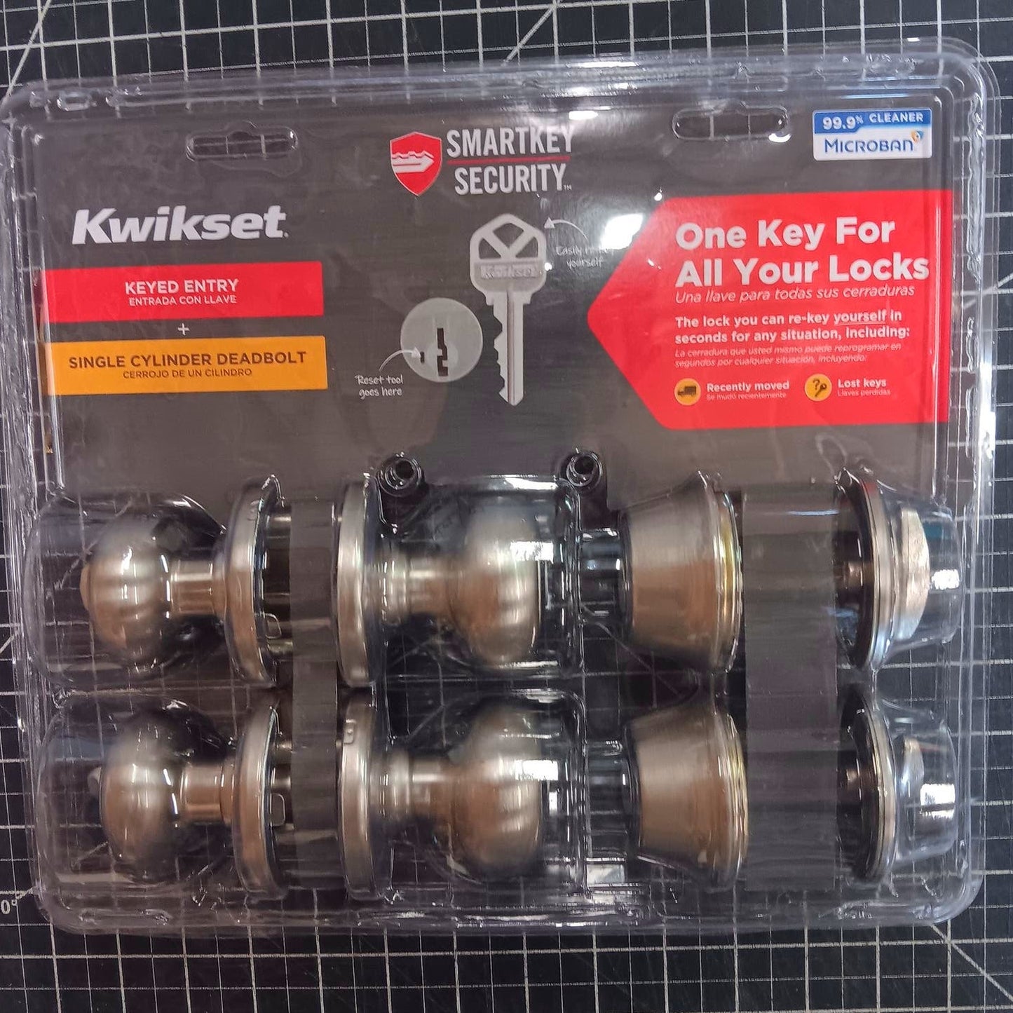 Kwikset (2-PK) Cove Satin Nickel Entry Door & Single Cylinder Deadbolt, SmartKey