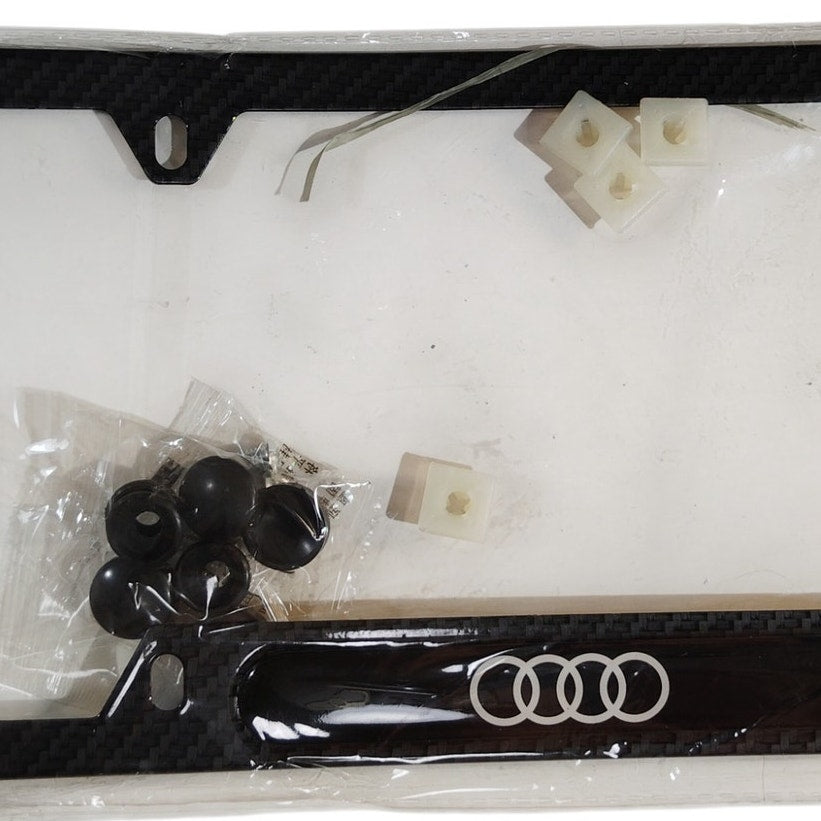 Audi (Audi Rings) Carbon Fiber License Plate Frame – Black Gloss Finish