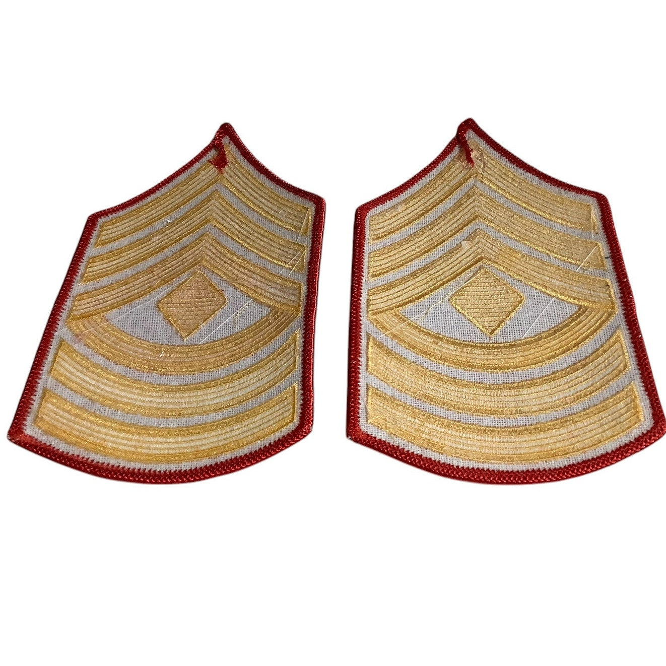 1 Set- USMC Master Sergeant E-8 Gold on Red Embroidered Chevrons, Male