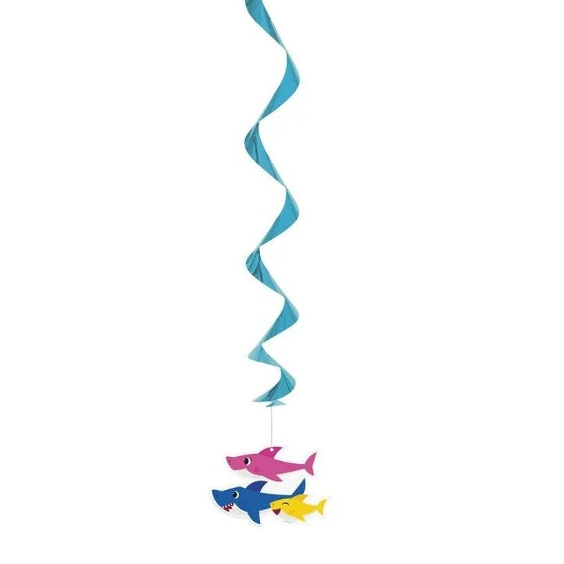 Baby Shark Hanging Swirl Decorations – Party Streamers – 3-PK
