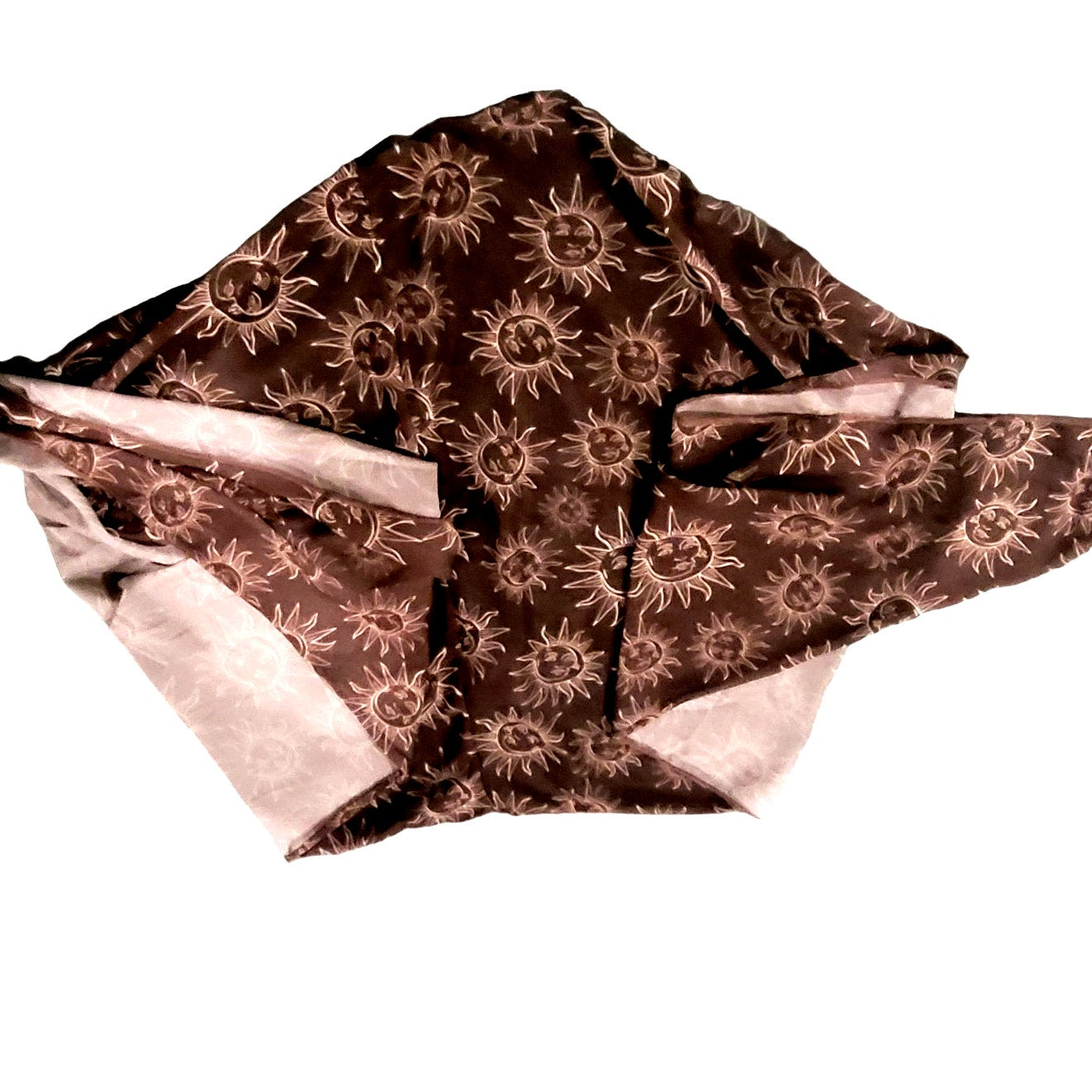 SOLY HUX 3 Piece Sun Print, Brown Halter Triangle Tie Side Bikini w/ Cover Up, M