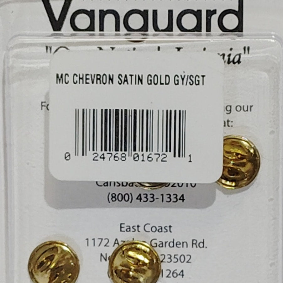 Vanguard Marine Corps Chevron – Gunnery Sergeant – Satin Gold – 7/8" x 1-1/4"