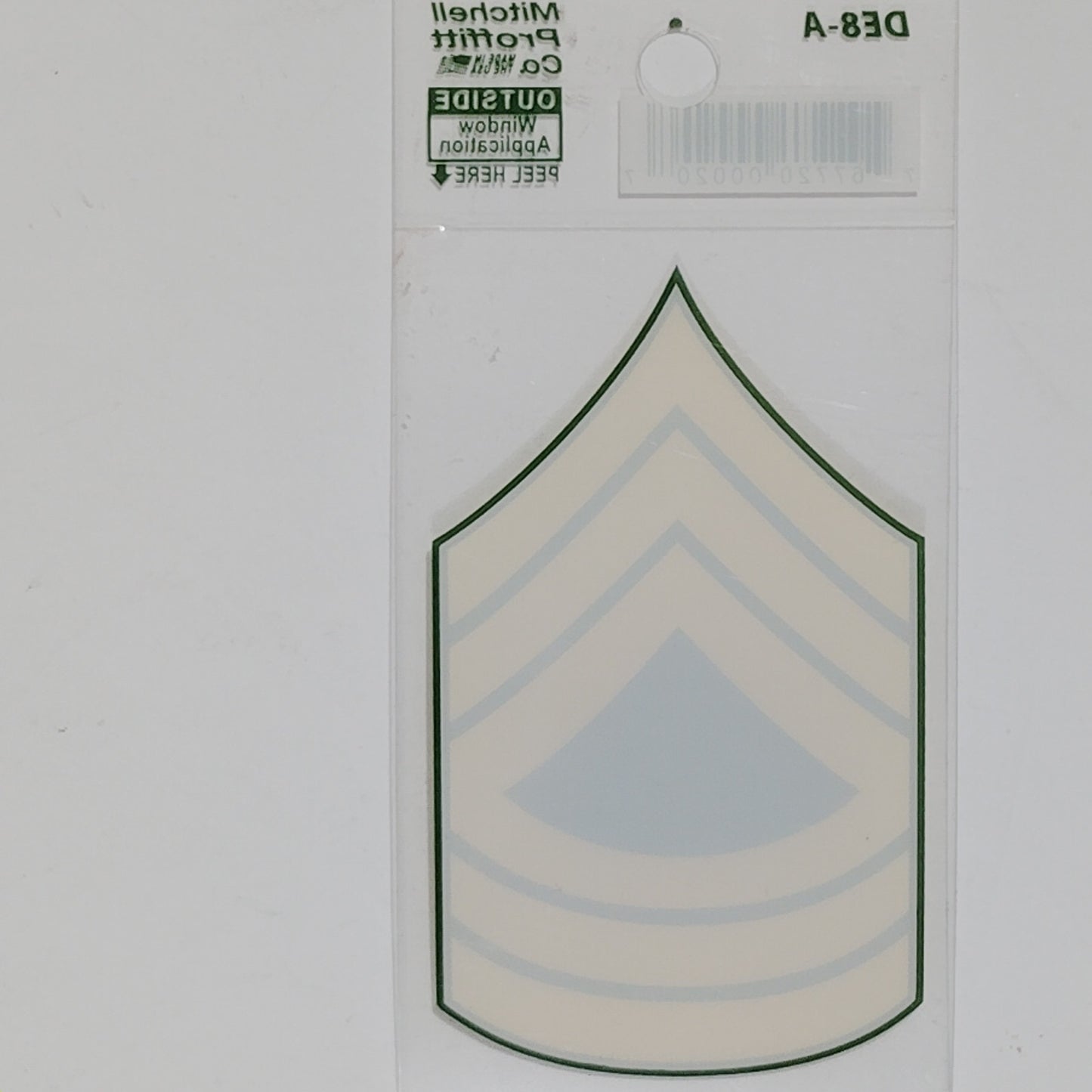 Army E‑8 Master Sergeant Decal – 2" x 3.375" Adhesive Back – Outside Window