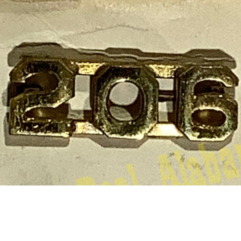 Early/Mid 1900s Brass C-Clasp Number "206" Collar Device 3/8"H Hat / Lapel Pin