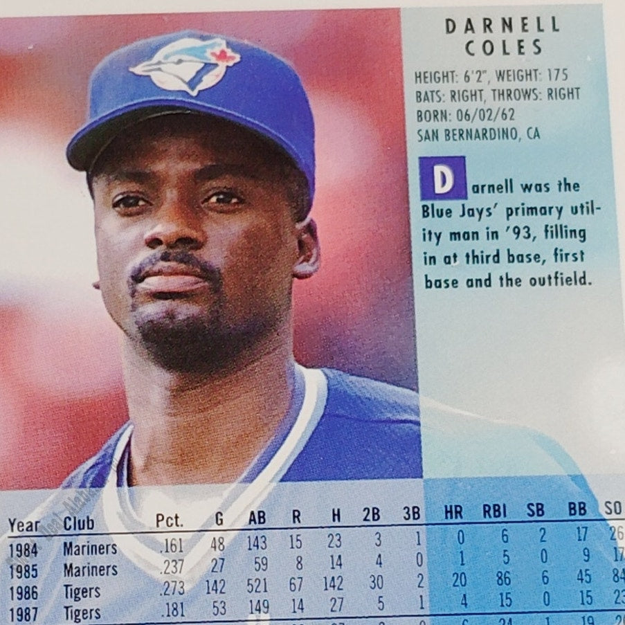 Darnell Coles, Toronto Blue Jays, #328, 1994 Fleer Baseball Collector's Card
