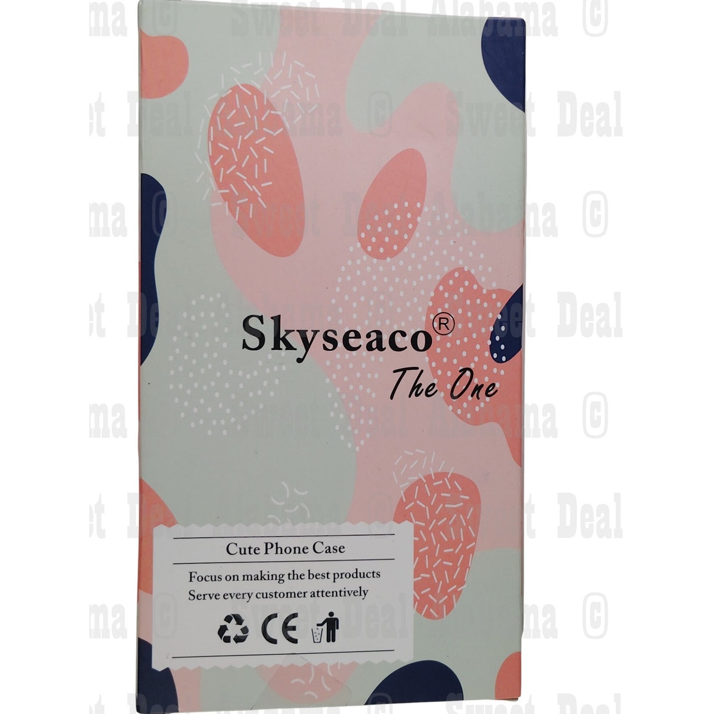 Skyseaco For iPhone 14 (6.1") Case, Clear w/ Blue, Pink Wrist Strap, Trim Case