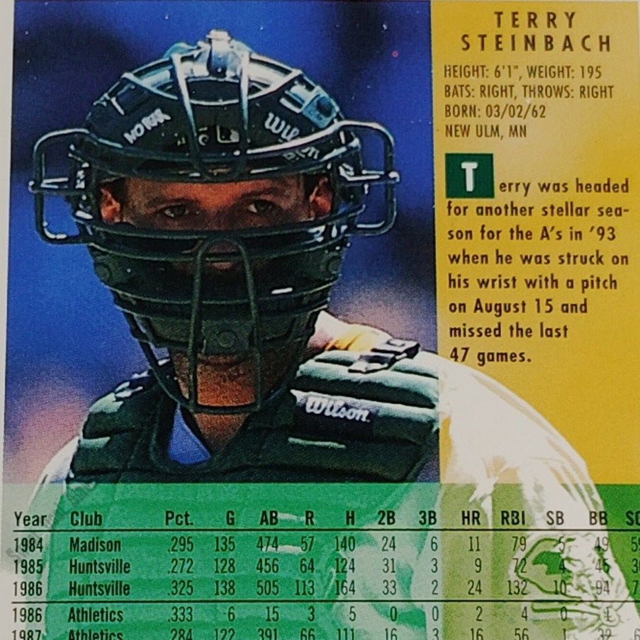 Terry Steinbach, Oakland Athletics (A's) #274, 1994 Fleer Baseball Collector's Card