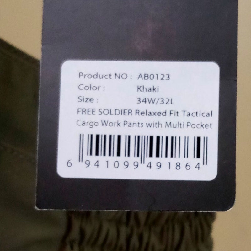 FREE SOLDIER Water Resistant Relaxed Fit Tactical Cargo Pants, 34W x 32L