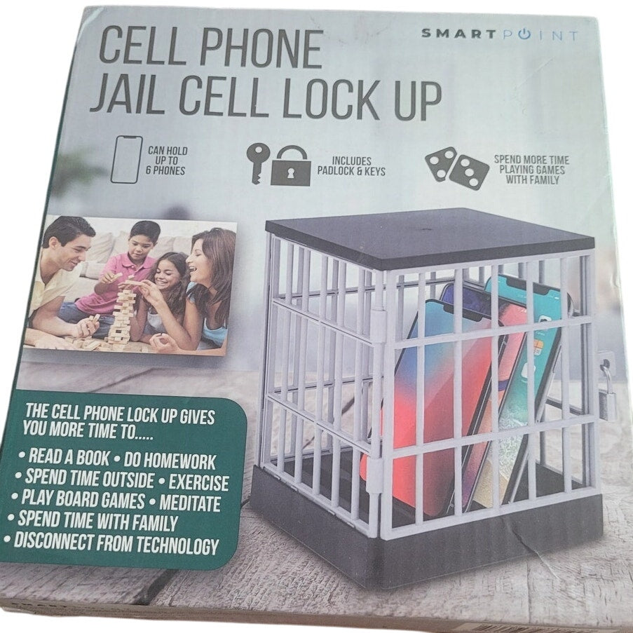 Smartpoint Cell Phone Jail Cell Lock Up Holds 6 Phones Padlock & Keys