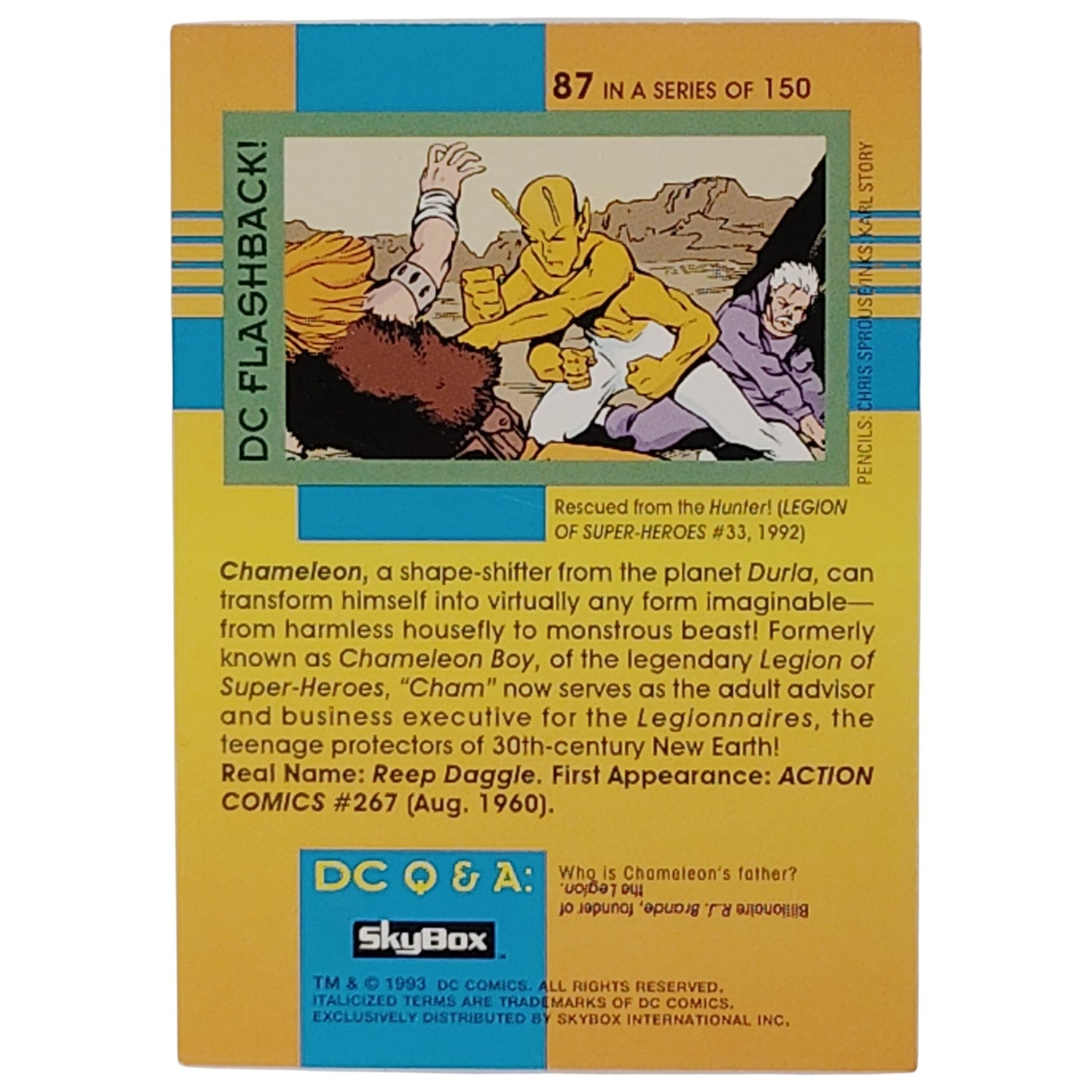 Skybox 1993 DC Flashback Card 87, Legionnaires, Chameleon, DC Comics