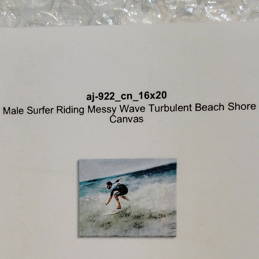 Surfer Riding Wave Stretched Canvas over Wood Wall Art, 20x16, Designer Ziwei Li