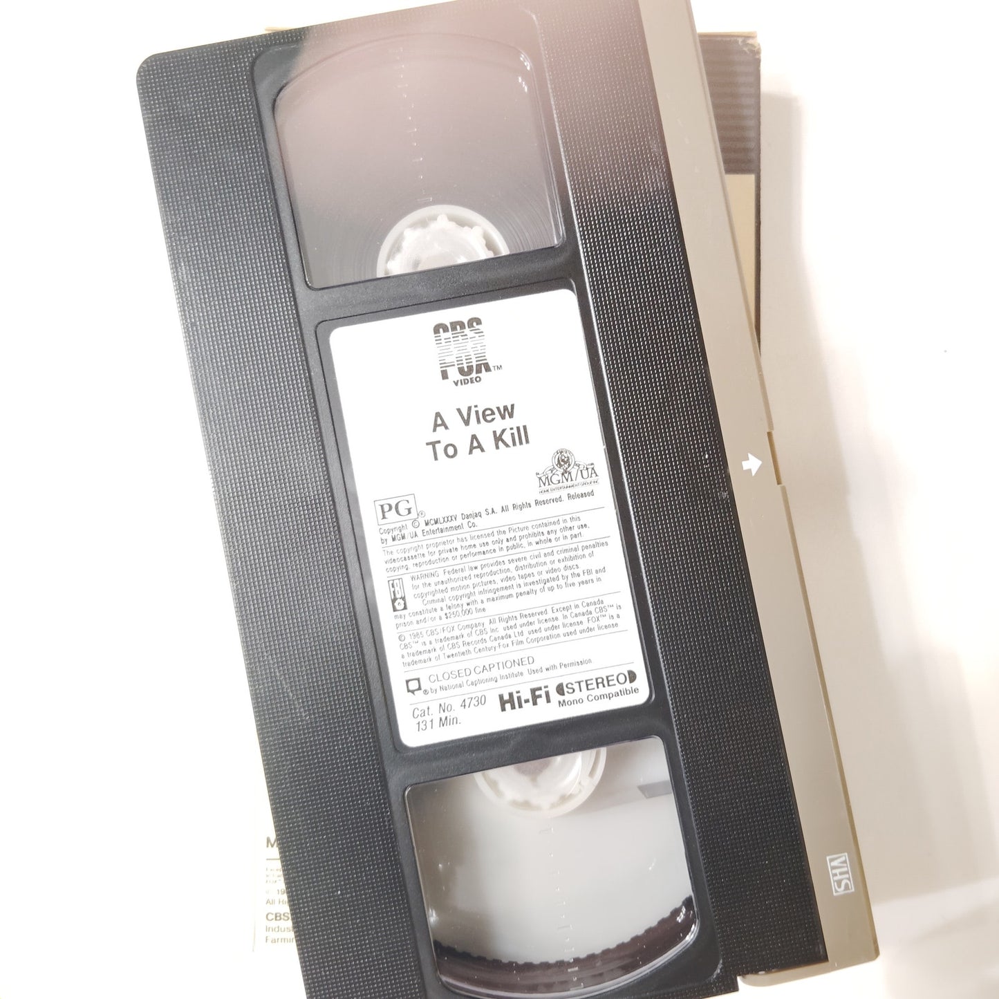 A View to a Kill VHS 1985 Roger Moore Christopher Walken James Bond Action
