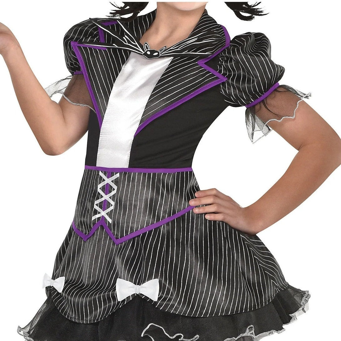 The Nightmare Before Christmas Jack Skellington Costume for Girls – Medium, Accessory Set