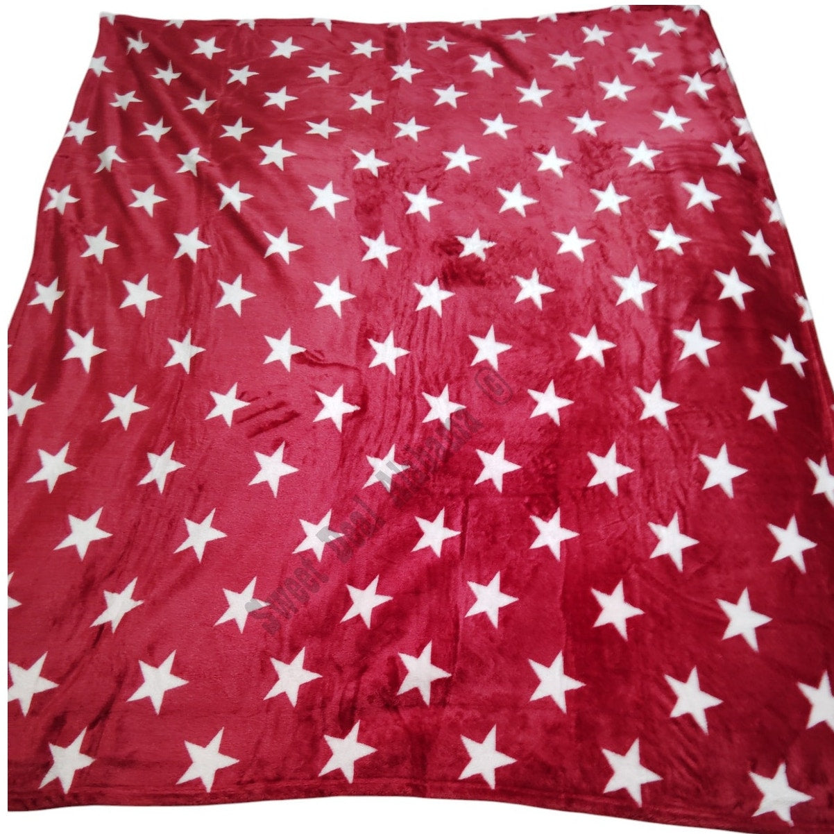 Fleece Throw, Red with Stars, 50"x60", Very Soft and Cuddly, 100% Polyester