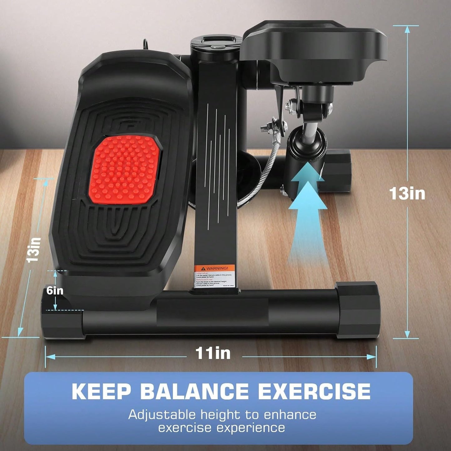 Stepper w/ Resistance Bands, Hydraulic Mini Stepper w/ LCD Monitor, Full Body Cardio Steppers