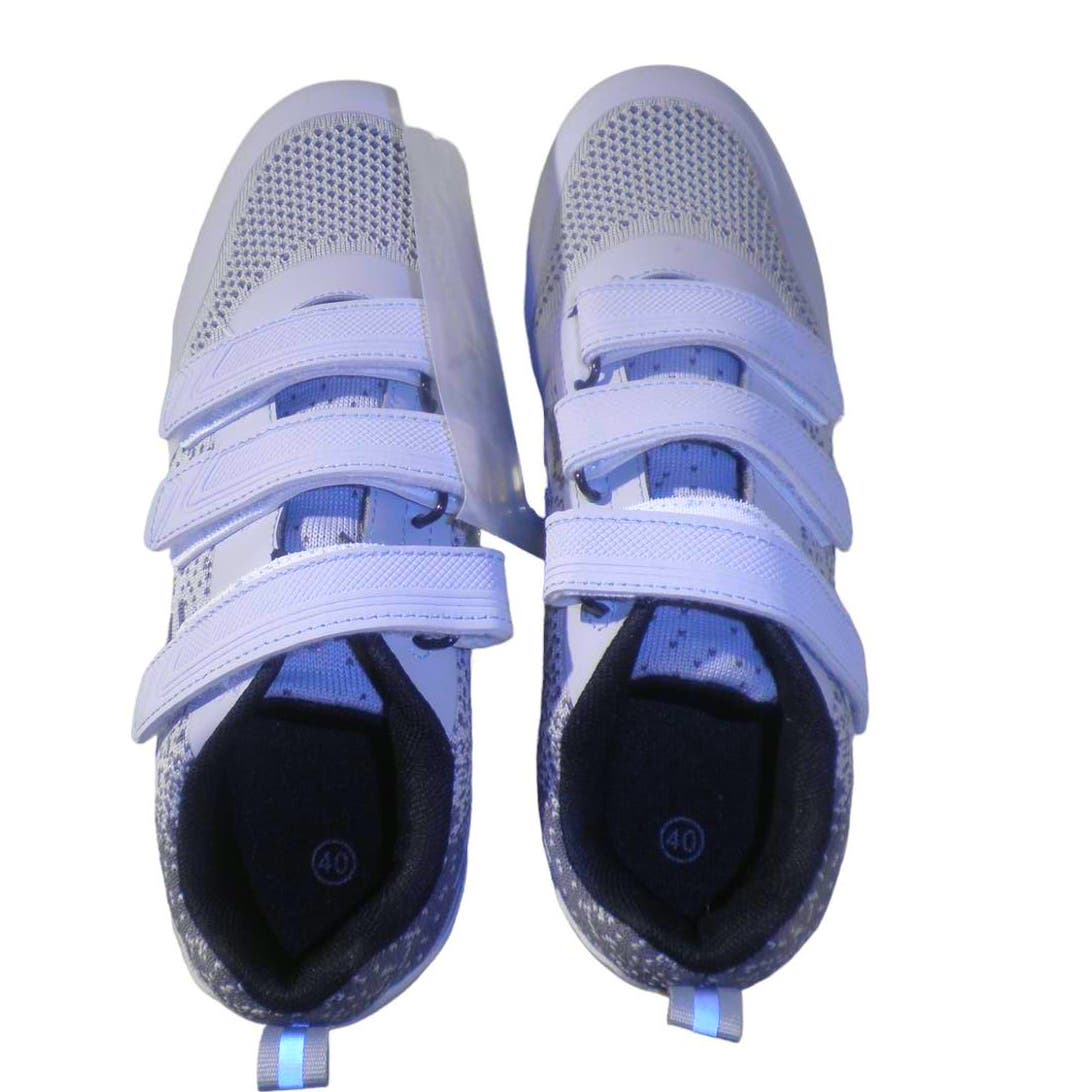 Unisex Road Bike Cycling Shoes 3 Straps, Delta Cleats for Indoor Use, Sz 7, Gray